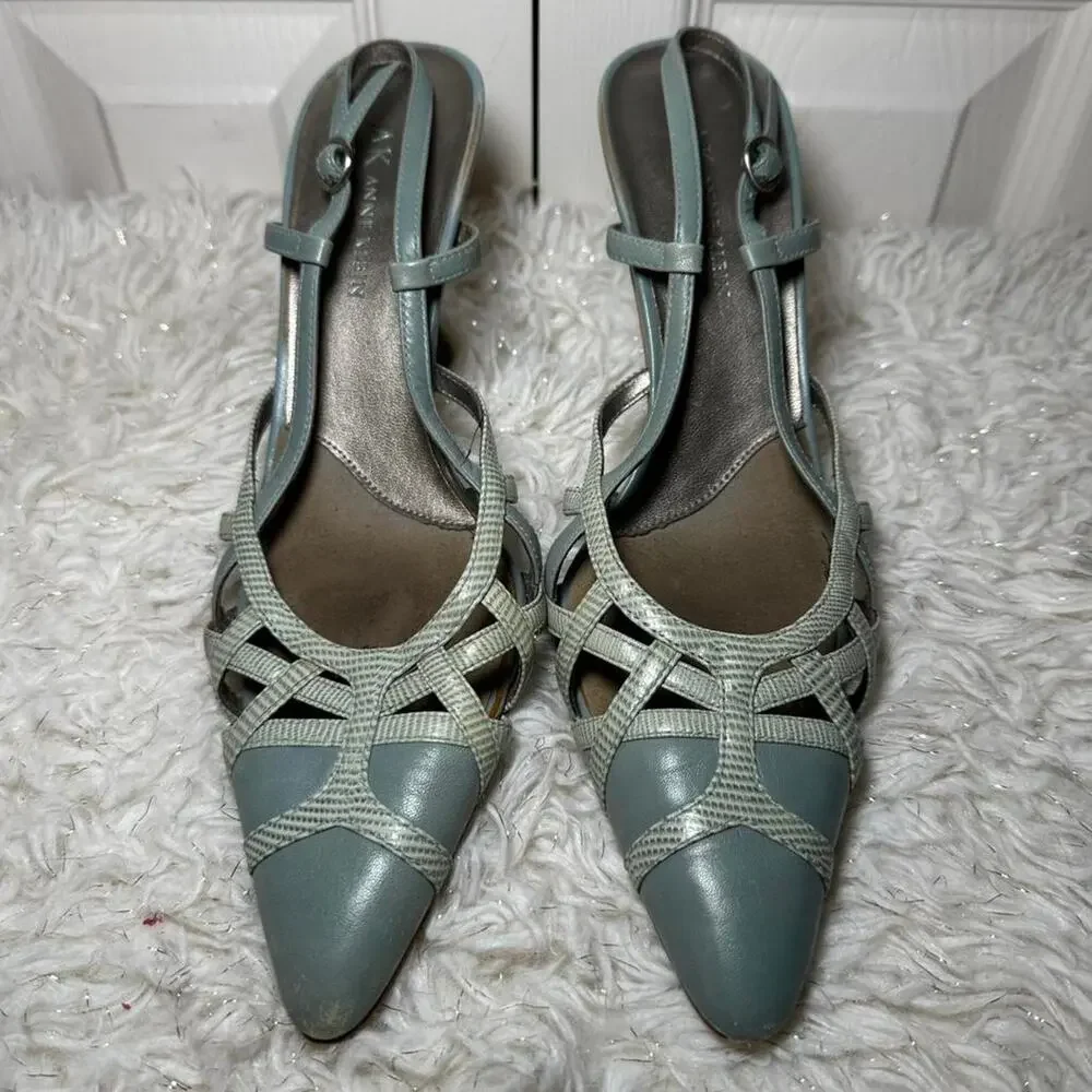 Anne Klein sage strappy pointed toe heels y2k slingback pumps